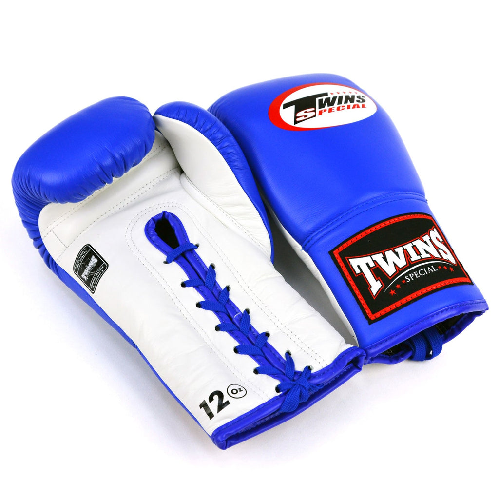 Twins Special BGLL1 Lace-up Boxing Gloves - Blue-White