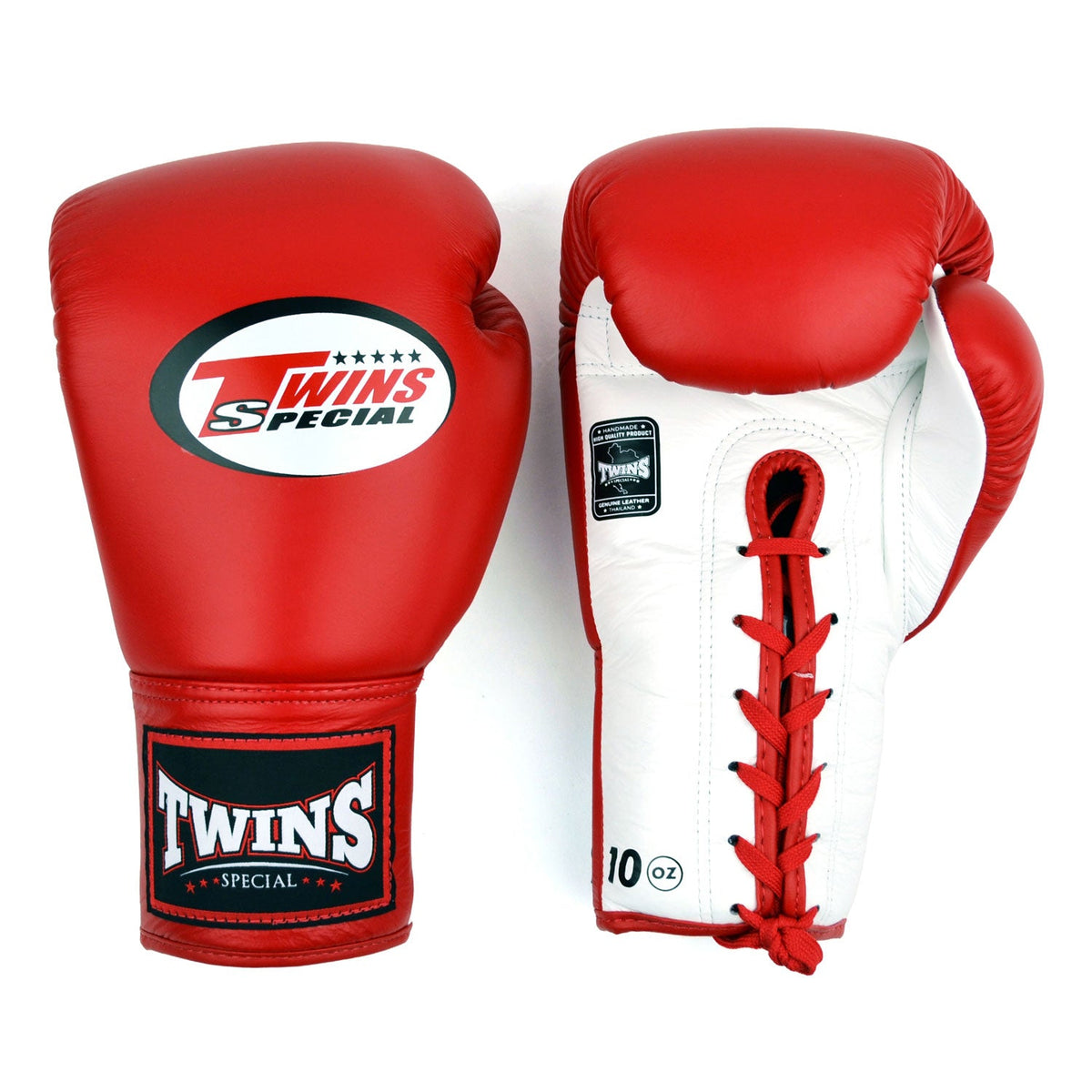 Twins Special BGLL1 Lace-up Boxing Gloves - Red-White