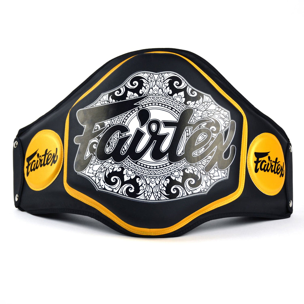 Fairtex BPV3 Microfiber Belly Pad - Black-Black-Gold