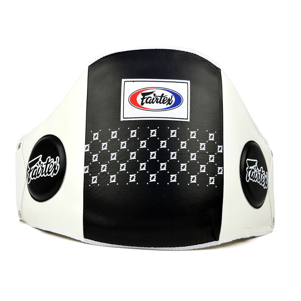 Fairtex BPV1 Standard Leather Belly Pad - White-Black