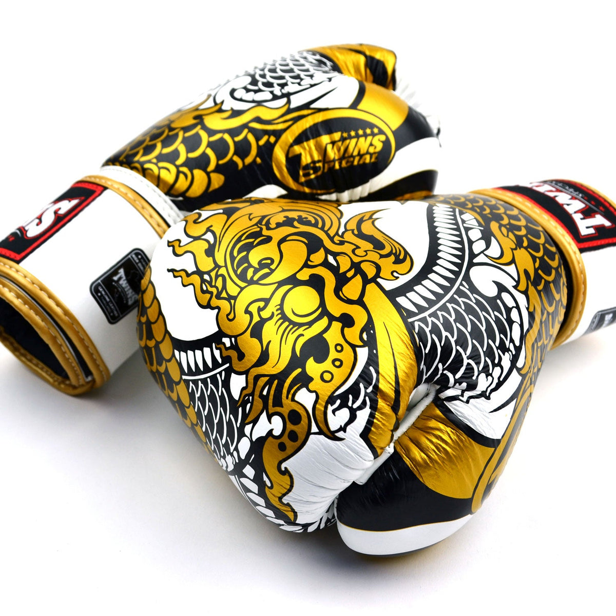 Twins Special FBGVL4-52 Boxing Gloves - Nagas - White-Gold