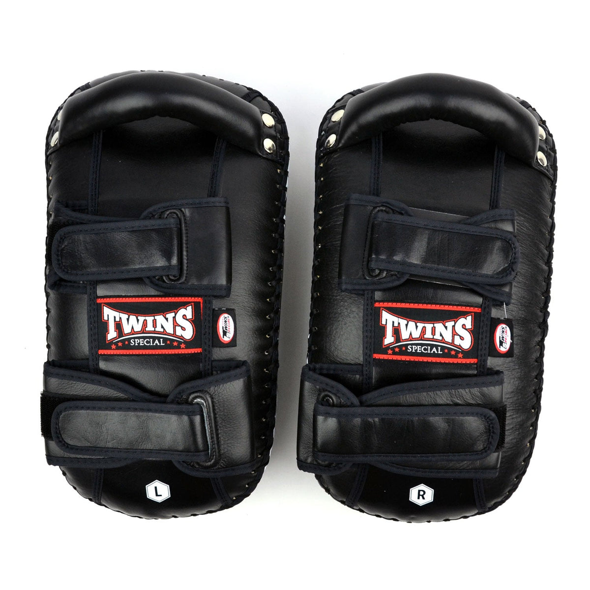 Twins Special KPL10 Curved Leather Thai Kick Pads - Black