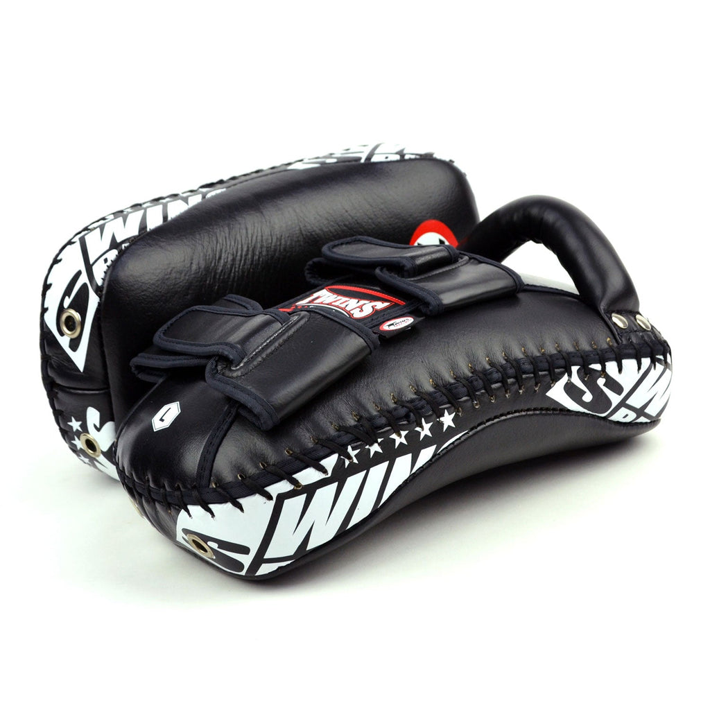 Twins Special KPL10 Curved Leather Thai Kick Pads - Black