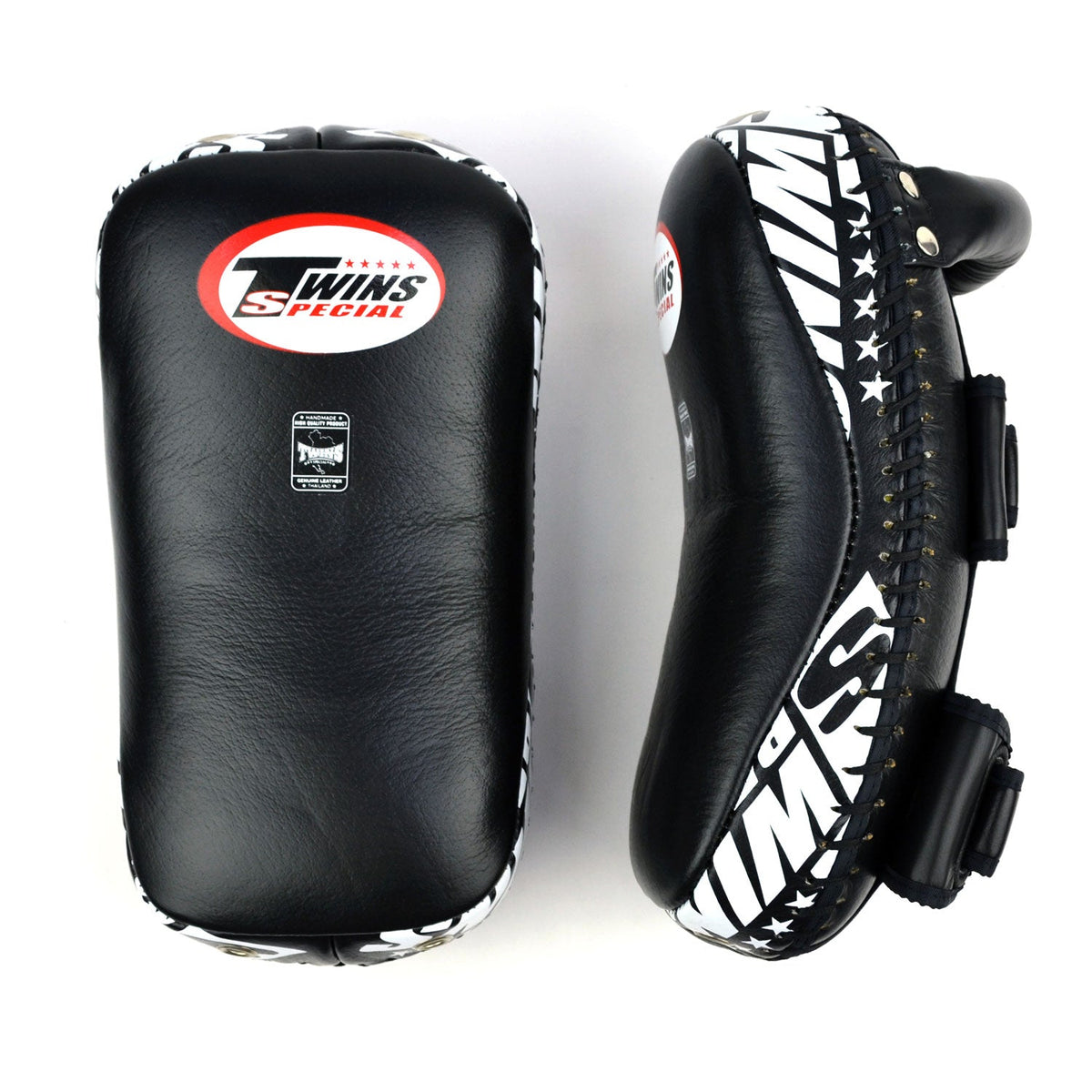 Twins Special KPL10 Curved Leather Thai Kick Pads - Black