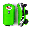 Twins Special KPL10 Curved Leather Thai Kick Pads - Green-Black