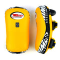 Twins Special KPL10 Curved Leather Thai Kick Pads - Yellow-Black