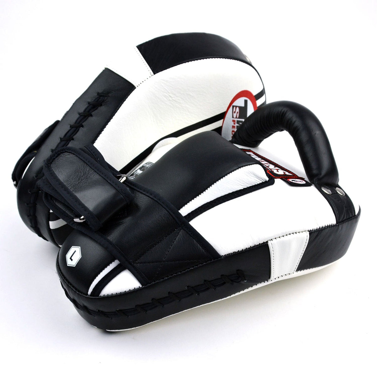 Twins Special KPL11 Curved Leaf-Shape Kick Pads - White-Black