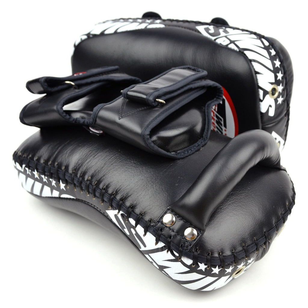 Twins Special KPL12 Deluxe Curved Leather Kick Pads - Black