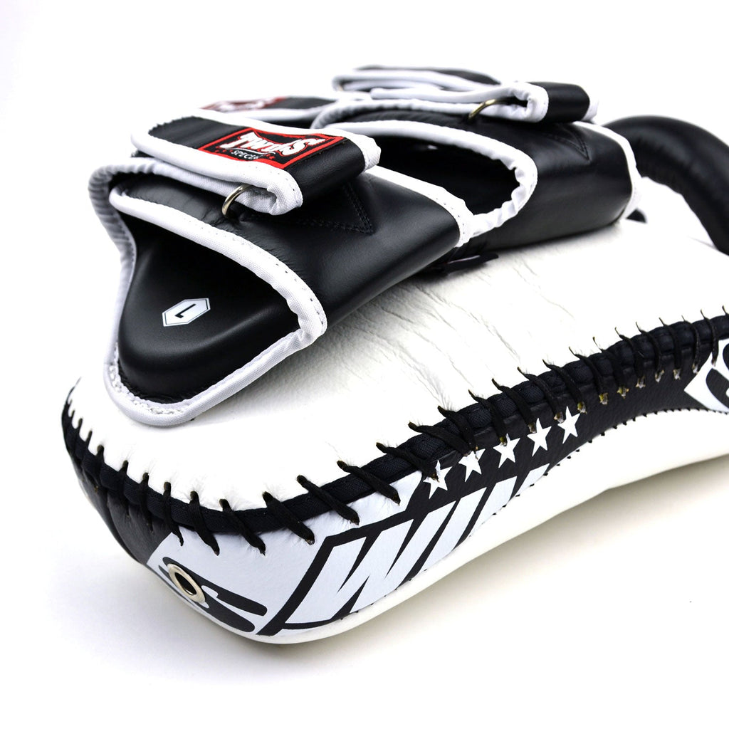 Twins Special KPL12 Deluxe Curved Leather Kick Pads - White-Black