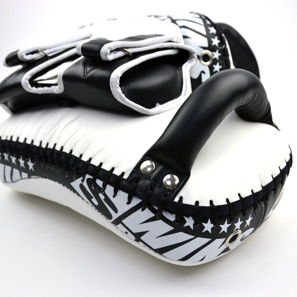 Twins Special KPL12 Deluxe Curved Leather Kick Pads - White-Black