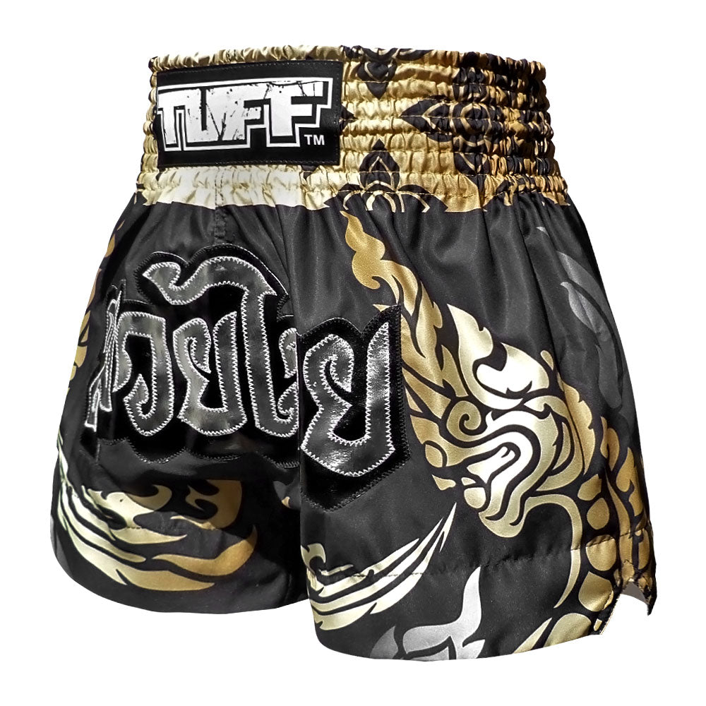 TUFF Muay Thai Shorts - MS631 - Thai King Of Naga Black