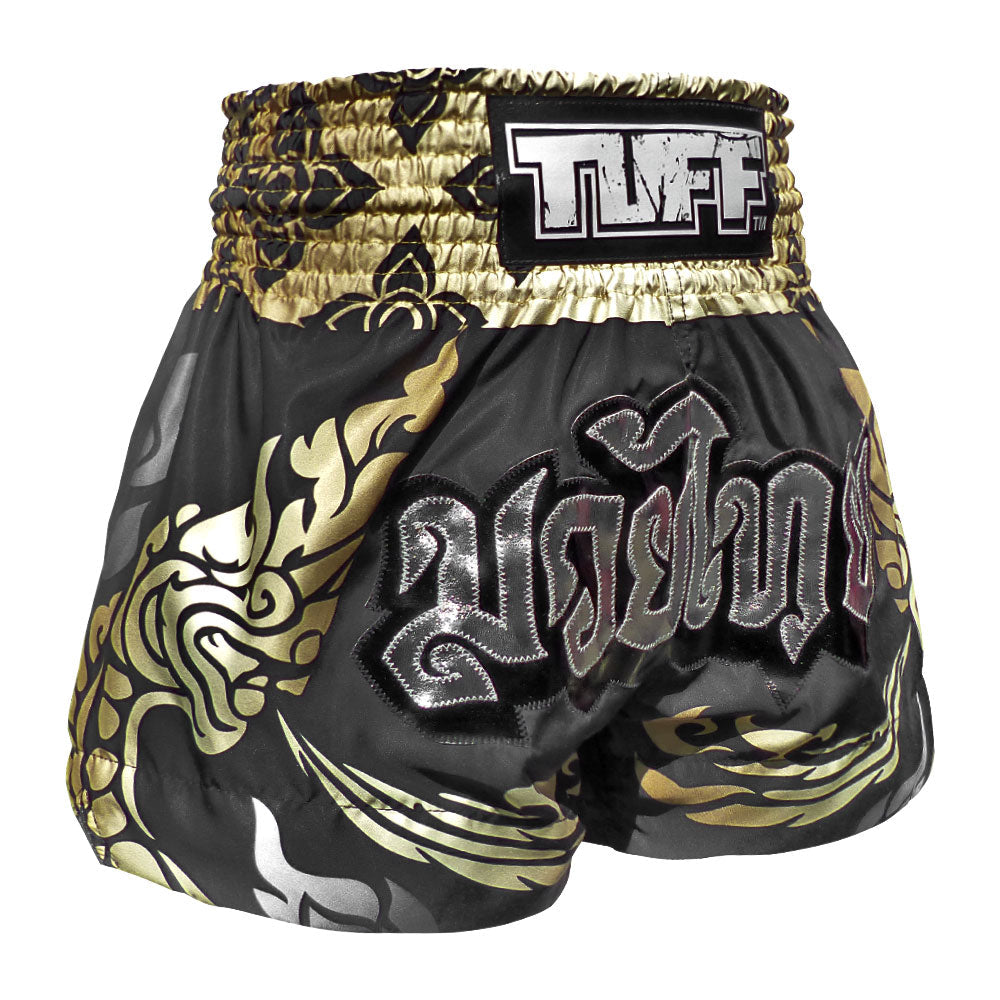 TUFF Muay Thai Shorts - MS631 - Thai King Of Naga Black