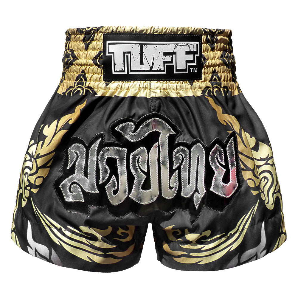 TUFF Muay Thai Shorts - MS631 - Thai King Of Naga Black