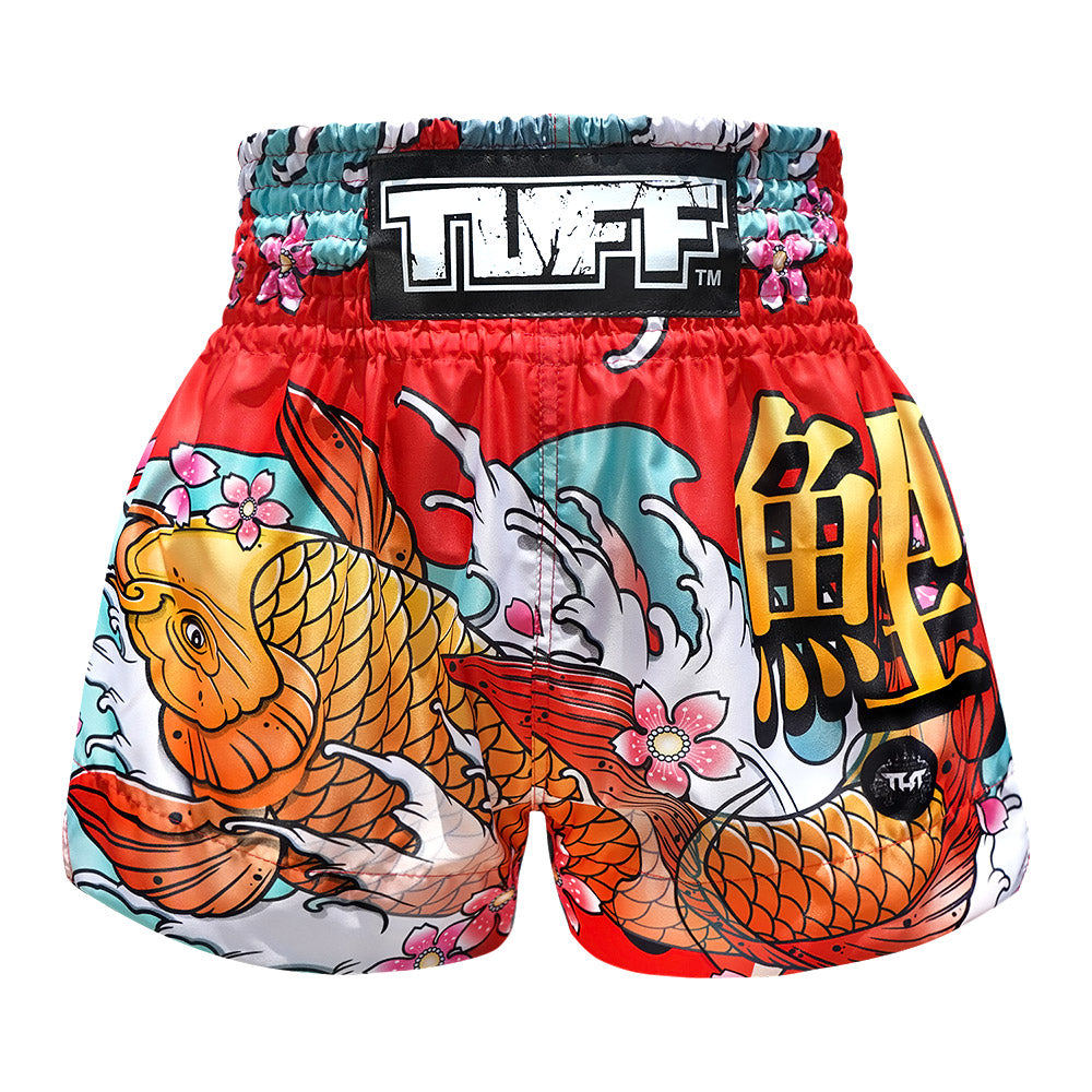 TUFF Muay Thai Shorts - MS637 - Red Japanese Koi Fish