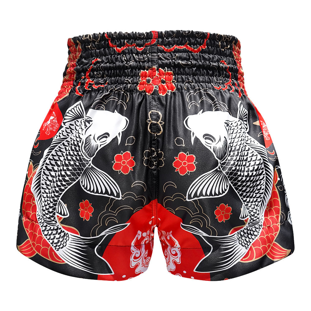 TUFF Muay Thai Shorts - MS638 - Black Japanese Koi Fish