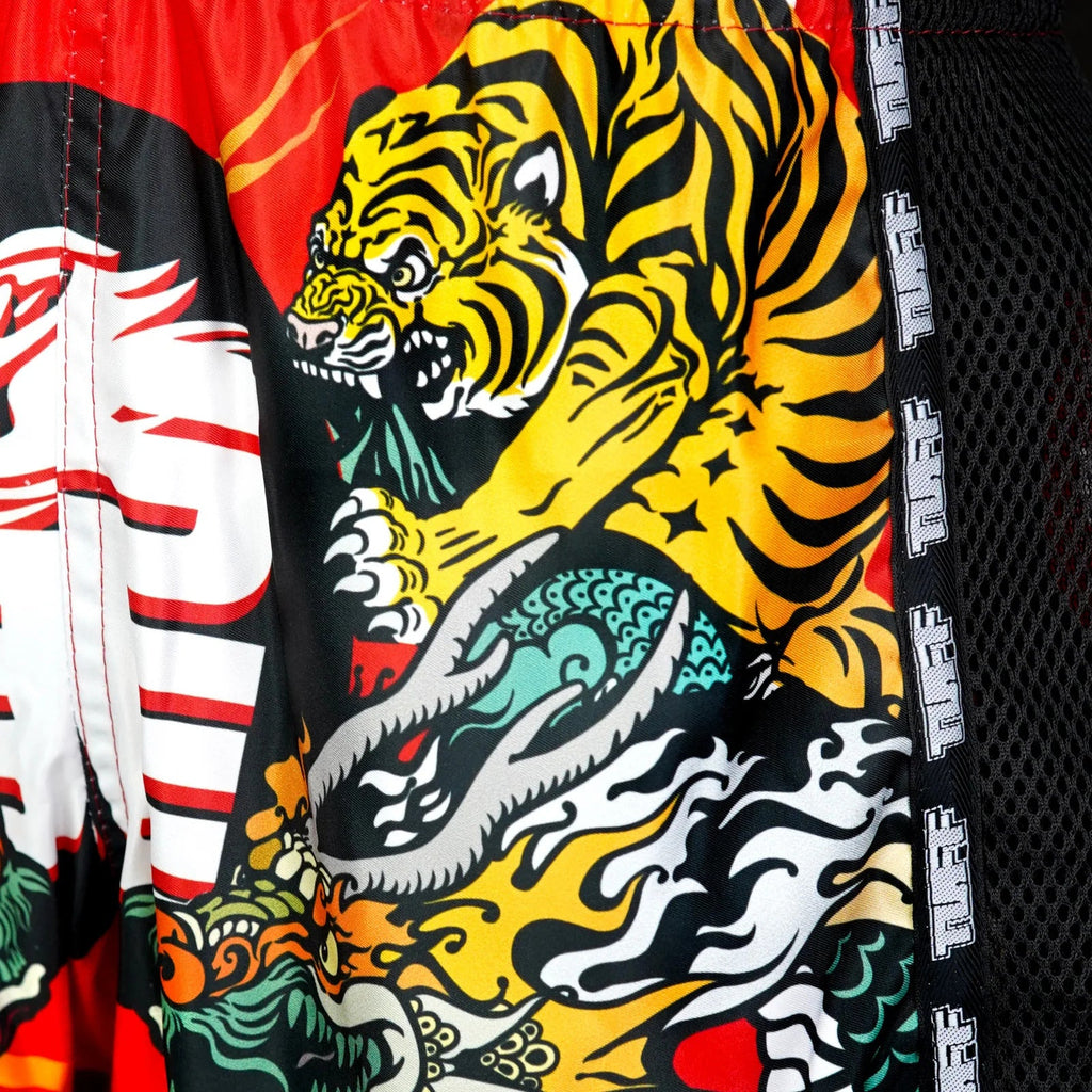 TUFF Muaythai Shorts Retro Style - MSC113 - Chinese Dragon and Tiger