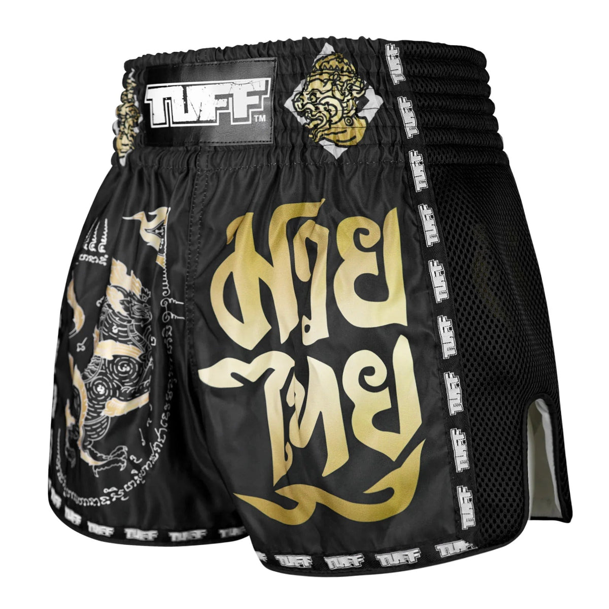 TUFF Muaythai Shorts Retro Style - MSC117 - Singha Yantra with War Flag
