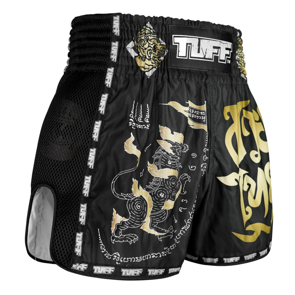TUFF Muaythai Shorts Retro Style - MSC117 - Singha Yantra with War Flag