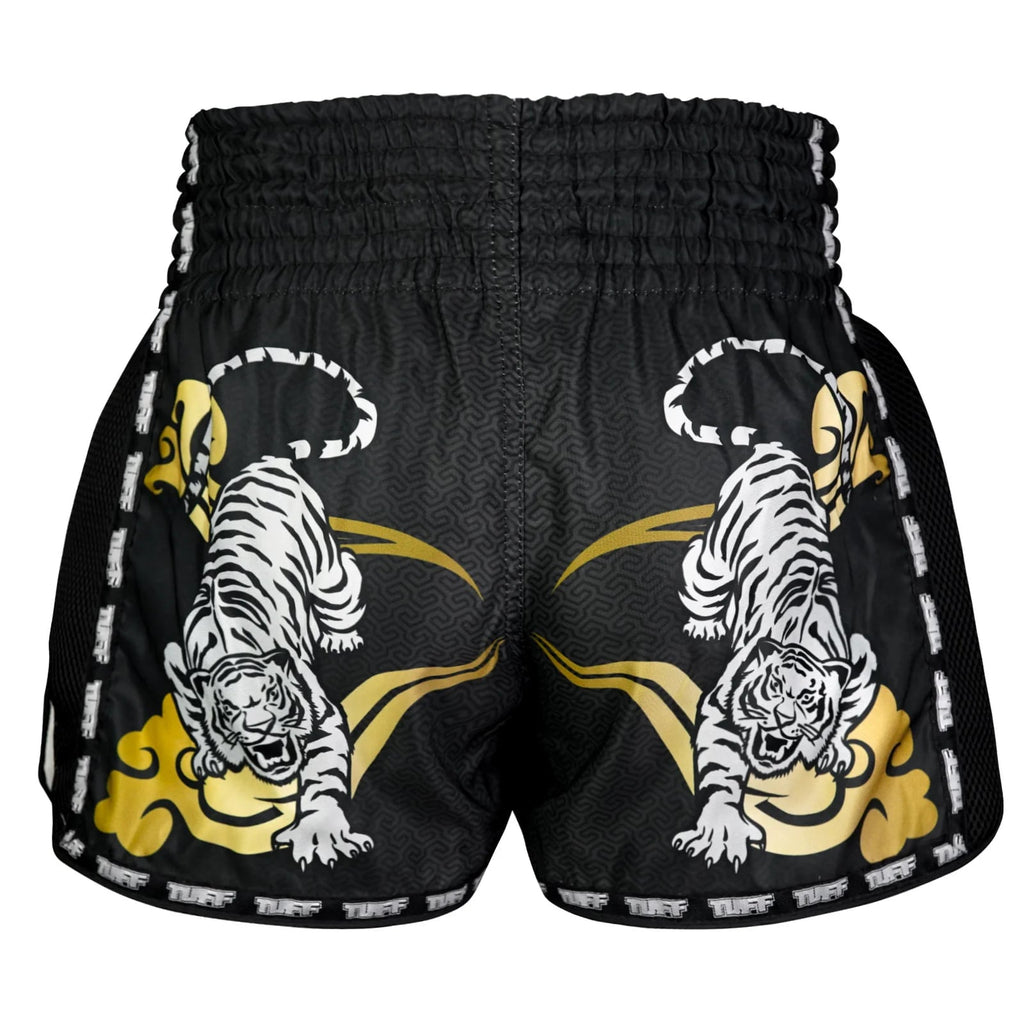 TUFF Muaythai Shorts Retro Style - MSC120 - Black Twin Tiger