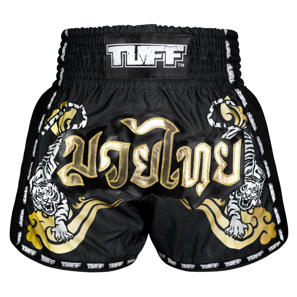 TUFF Muaythai Shorts Retro Style - MSC120 - Black Twin Tiger