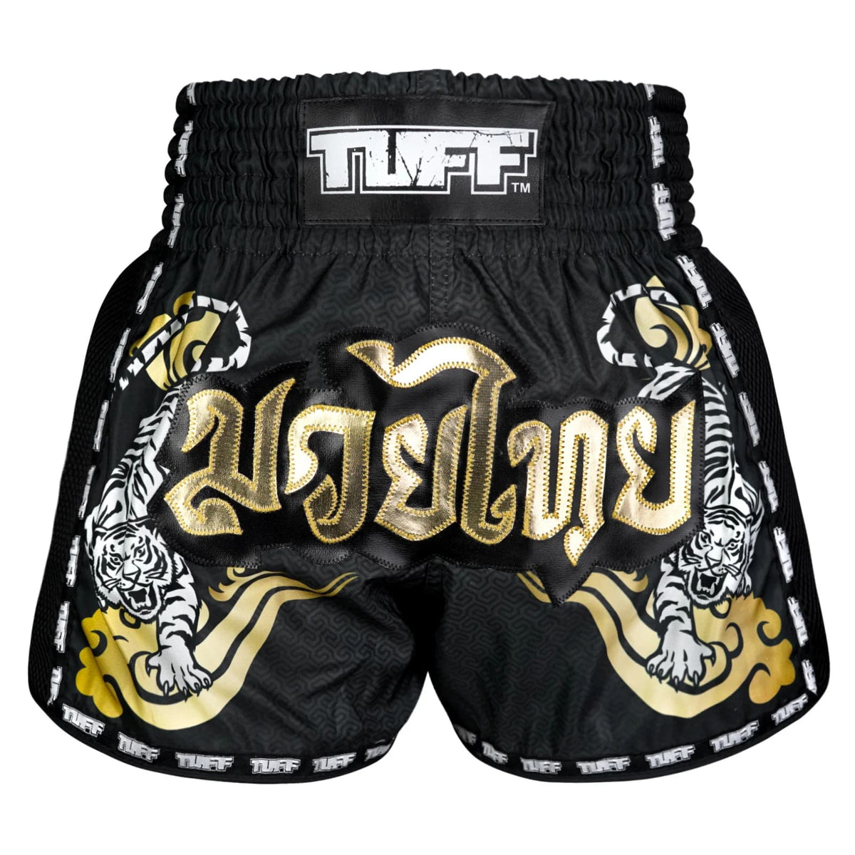 TUFF Muaythai Shorts Retro Style - MSC120 - Black Twin Tiger