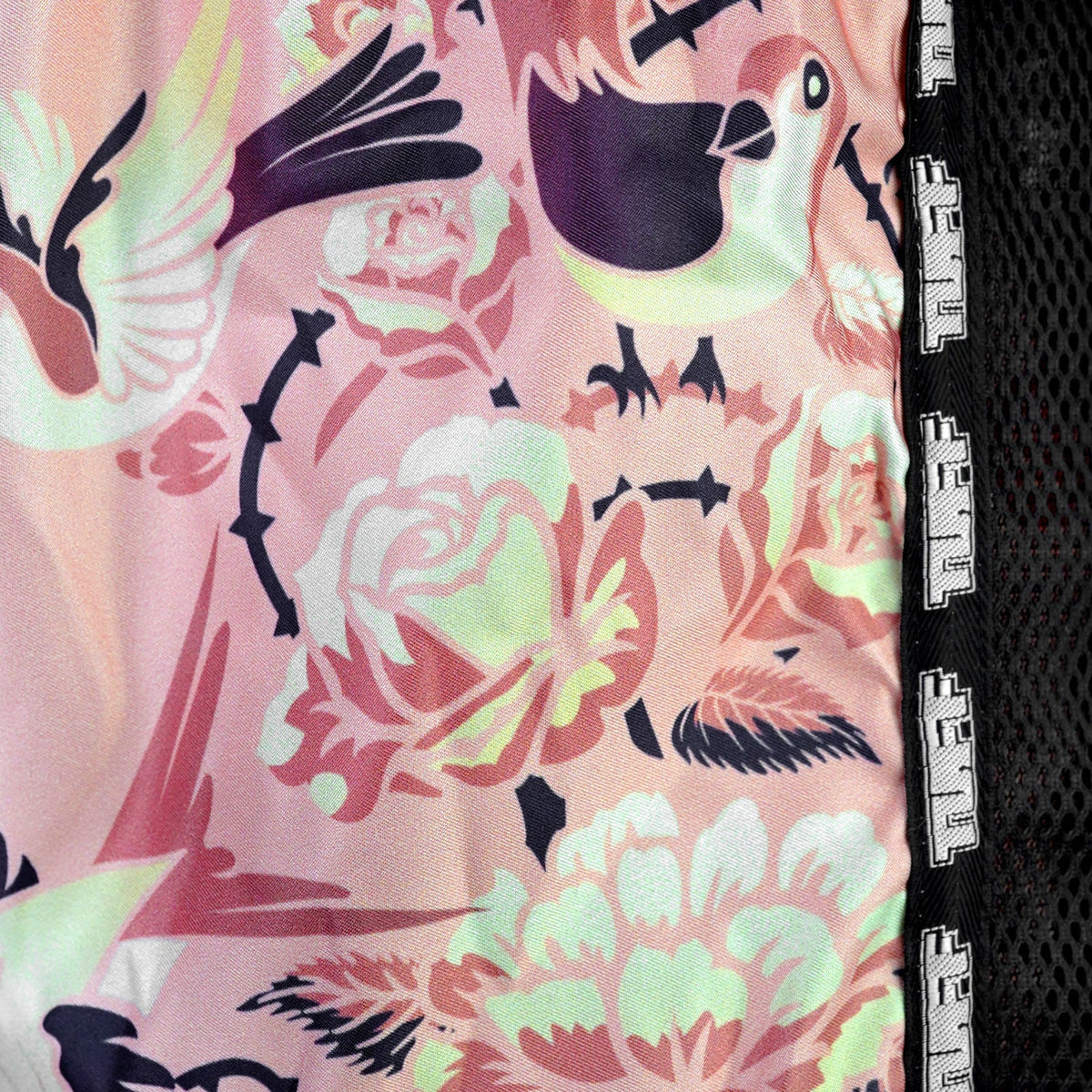 TUFF Muaythai Shorts Retro Style - MSC123 - Pink Birds With Roses