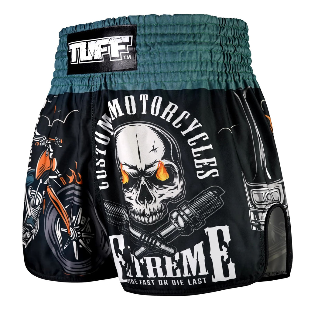 TUFF High-Cut Retro Muaythai Shorts - RMS109 - The Skull Rider