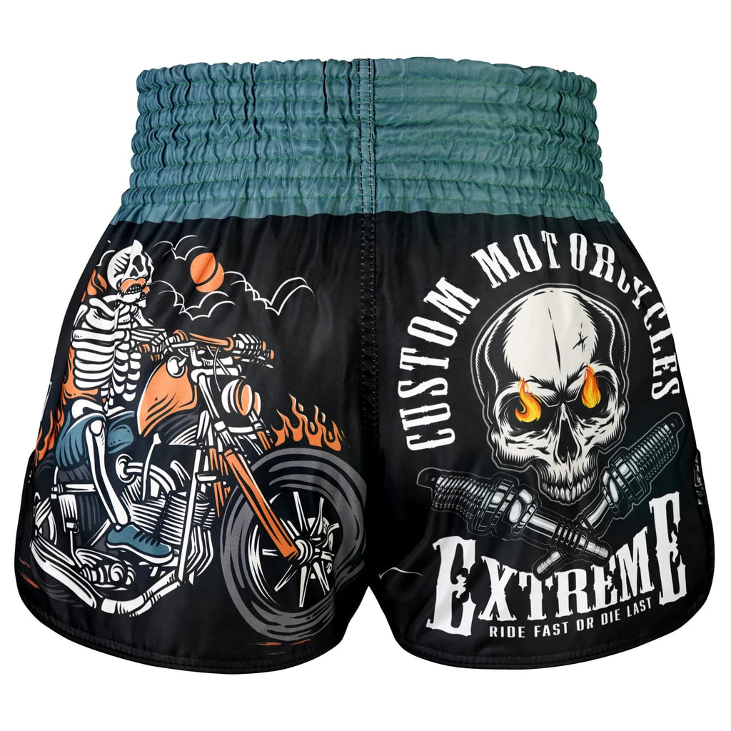 TUFF High-Cut Retro Muaythai Shorts - RMS109 - The Skull Rider