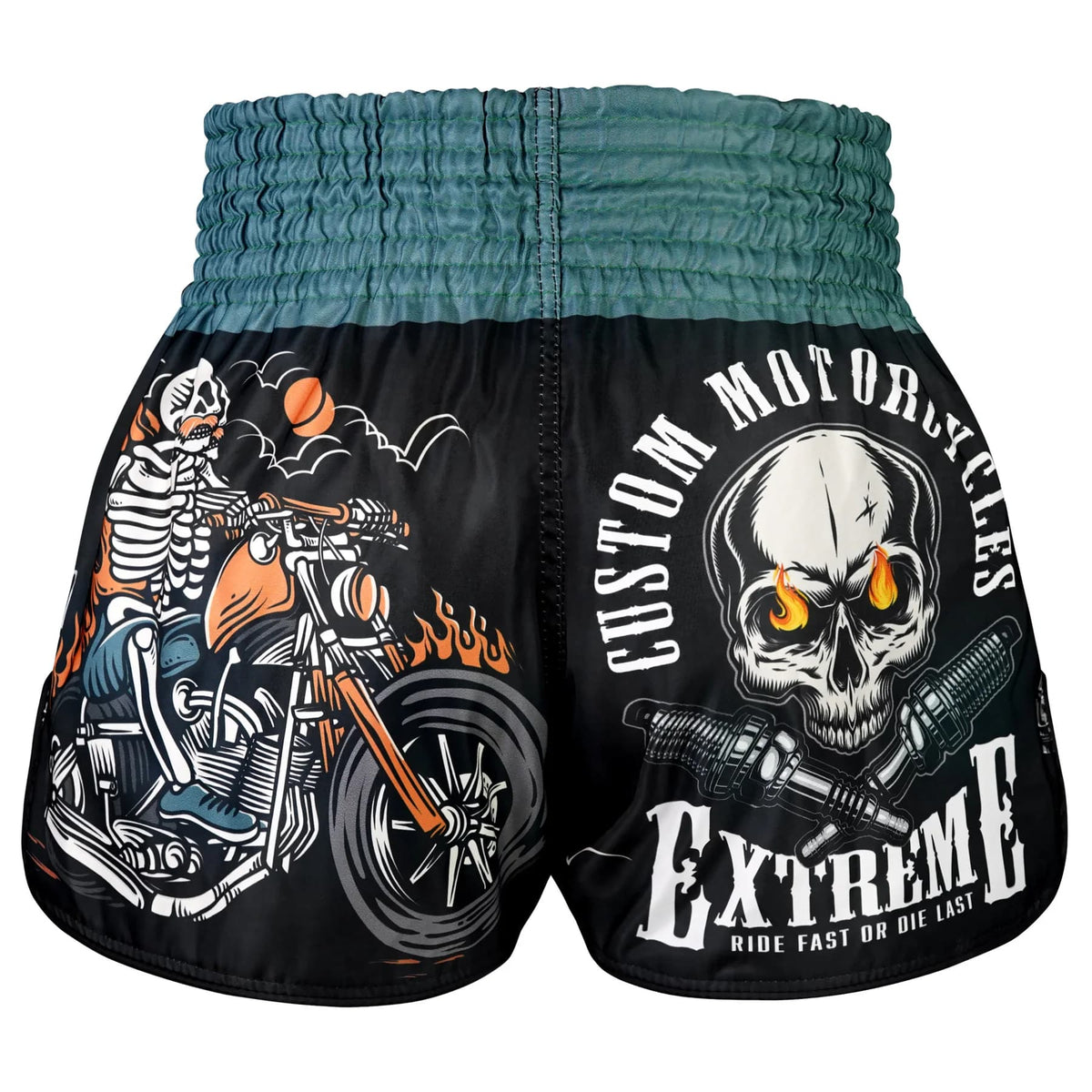 TUFF High-Cut Retro Muaythai Shorts - RMS109 - The Skull Rider