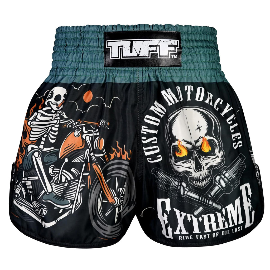 TUFF High-Cut Retro Muaythai Shorts - RMS109 - The Skull Rider