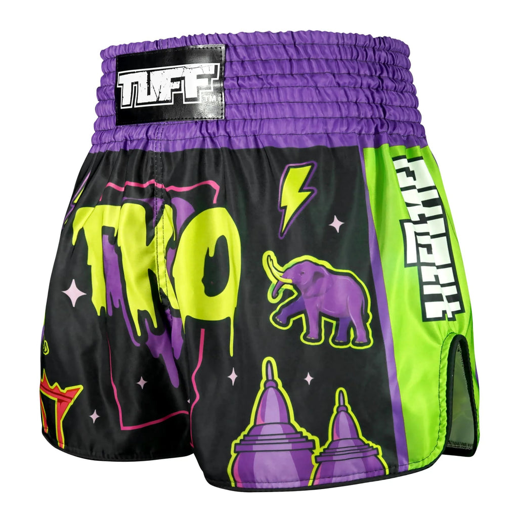 TUFF High-Cut Retro Muaythai Shorts - RMS118 - The TKO Night