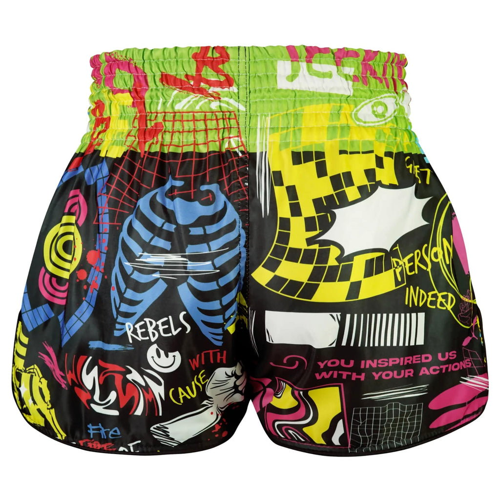 TUFF High-Cut Retro Muaythai Shorts - RMS119 - Neon Graffiti